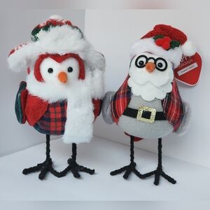 Winter Christmas Holiday decorative 7" Fabric Birds Walgreens 2 pc. Home Decor